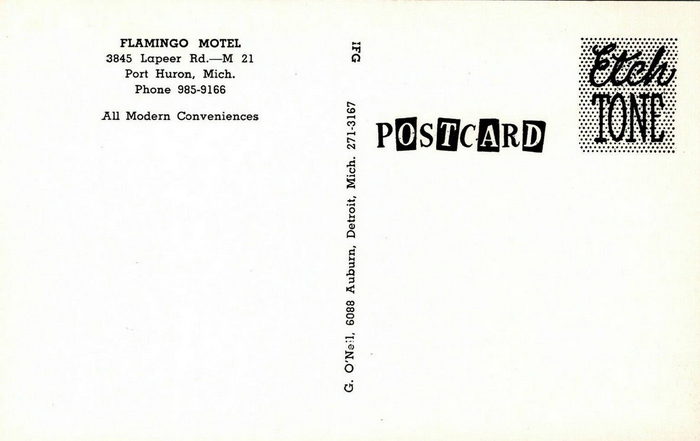Flamingo Motel - Old Postcard